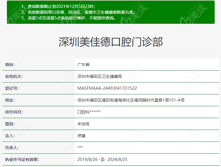 深圳美佳德口腔的资质