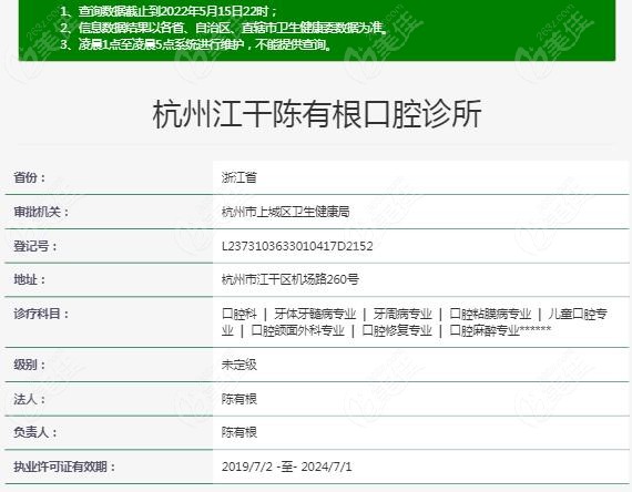 杭州江干陈有根口腔诊所注册信236z.com