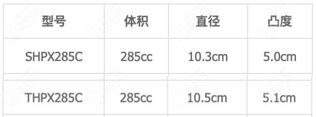285cc星熠假体的参数
