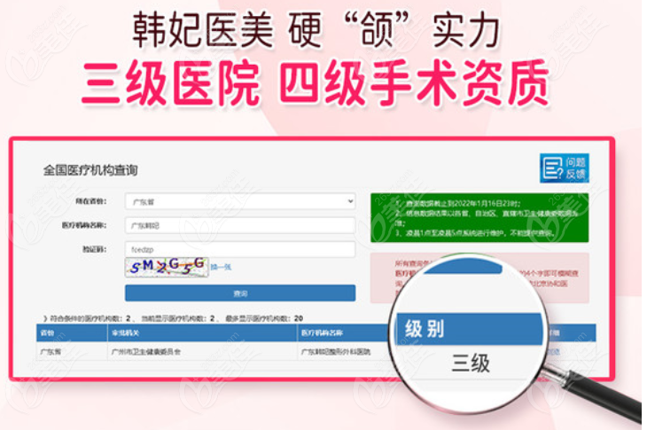广东韩妃整形医院3级资质