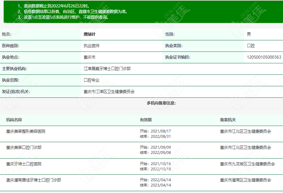 唐绿叶医生资质