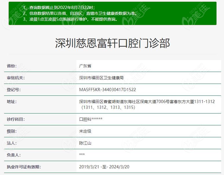 慈恩富轩口腔的医疗资质