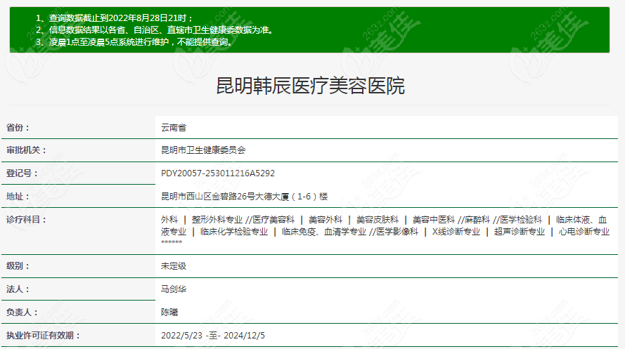 昆明韩辰整形医院资质