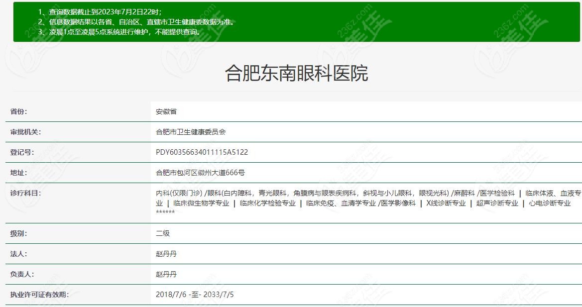 合肥东南眼科资质是二级