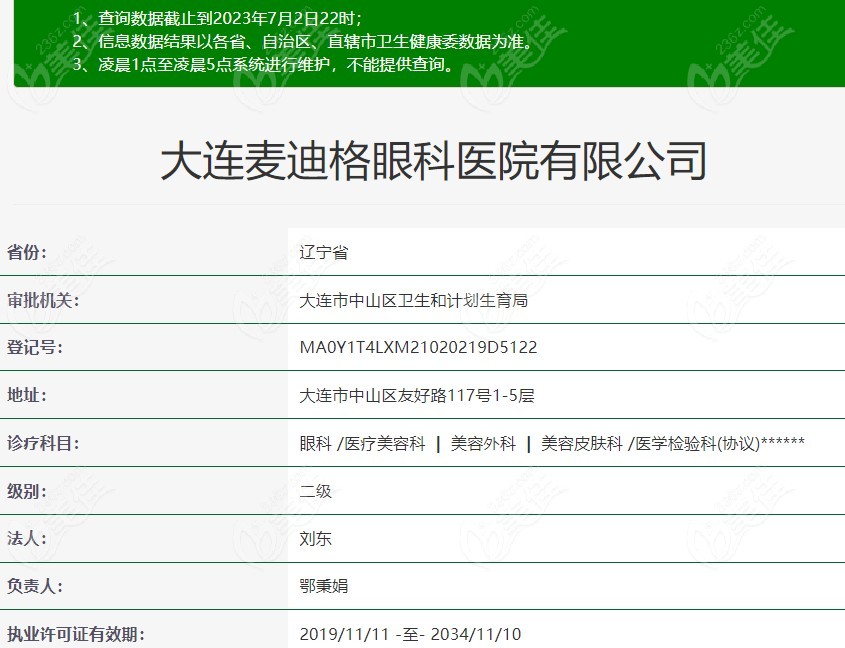 大连麦迪格眼科医院的资质