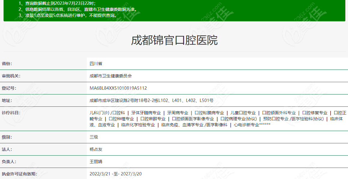成都锦官口腔医院是几级医院