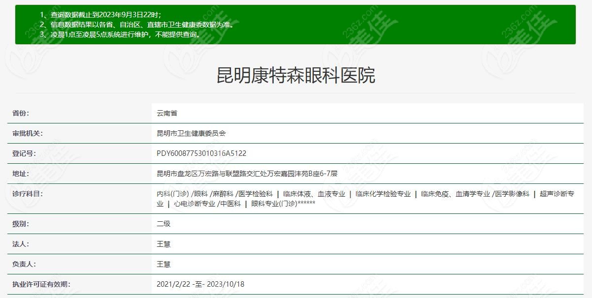 昆明康特色眼科醫(yī)院資質(zhì)