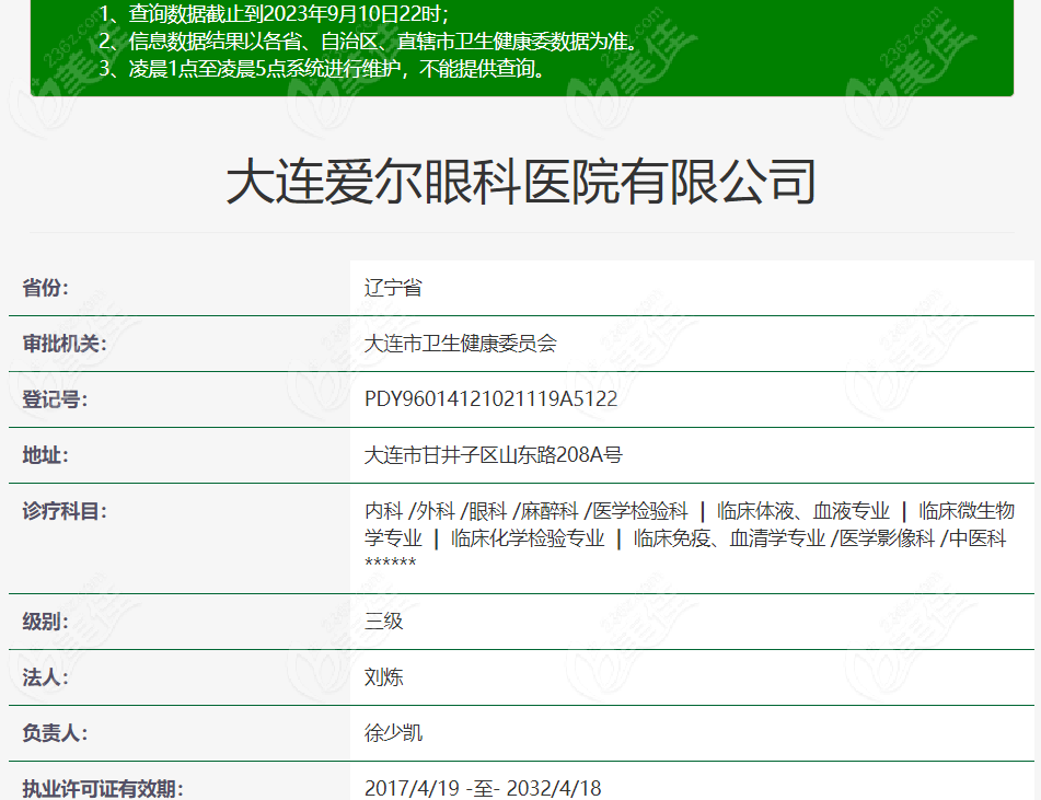 大连爱尔眼科注册信息