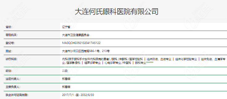 大連何氏眼科做干眼理療怎么樣