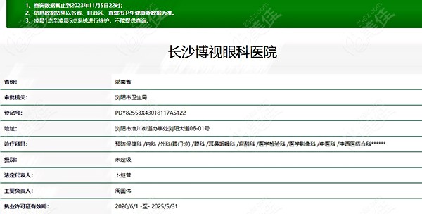 長沙博視眼科醫院資質