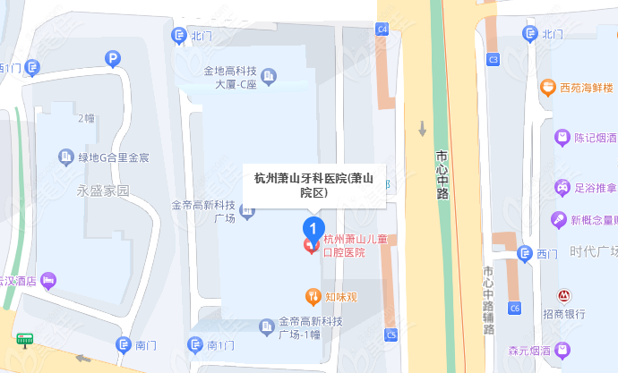 杭州萧山牙科医院地址位置示意图