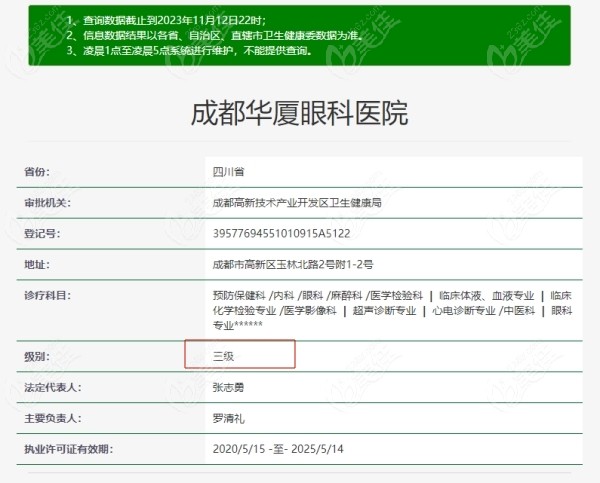 成都华厦眼科医院是3级医院