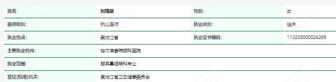 哈爾濱普瑞眼科醫院劉艷麗