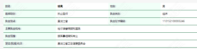哈爾濱普瑞眼科醫院楊亮