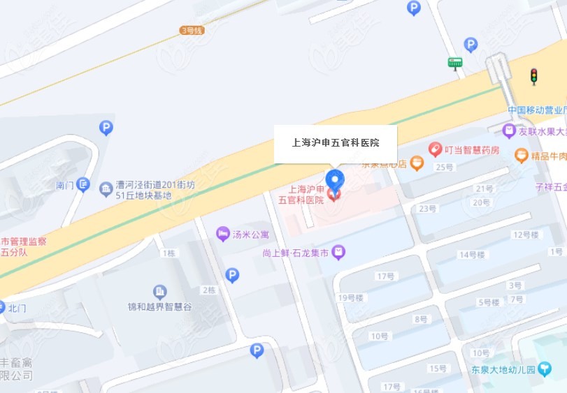 上海沪申五官科医院的地址位置