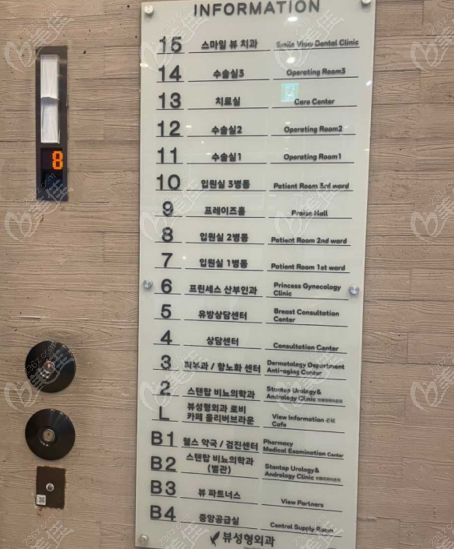 韩国必妩整形医院楼层分布