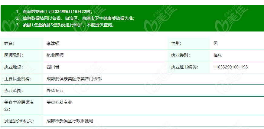 李建钢医生资质证书