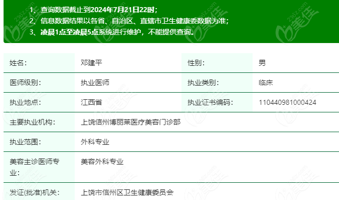 邓建平医生在卫健委上有具体的登记信息