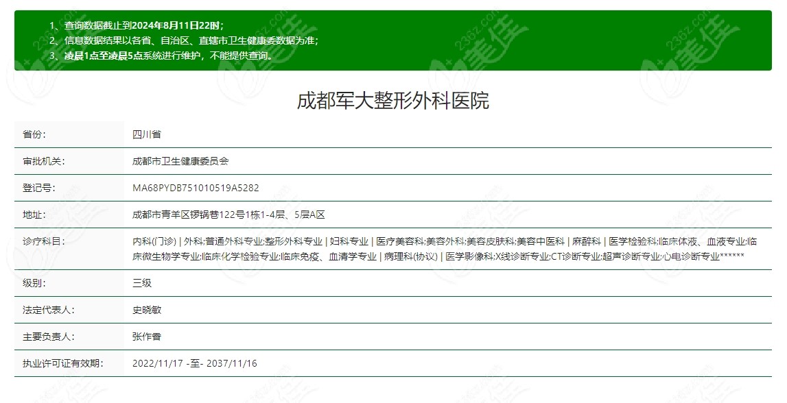 成都军大整形医院资质