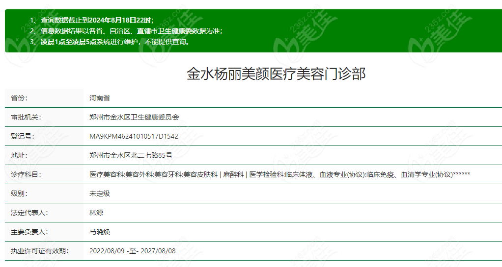 杨丽美颜医疗美容资质
