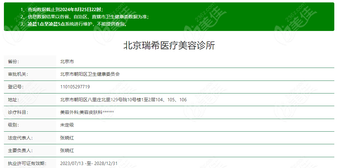北京瑞希醫(yī)療美容診所資質(zhì)正規(guī)
