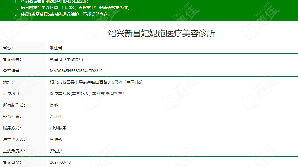绍兴新昌妃妮施医疗美容资质