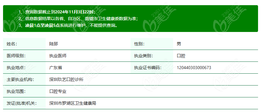 陆郅医生执业注册信息www.236z.com