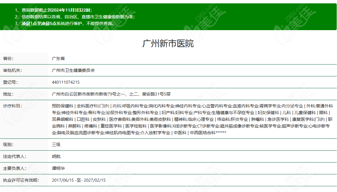 廣州新市醫(yī)院整形美容科資質(zhì)