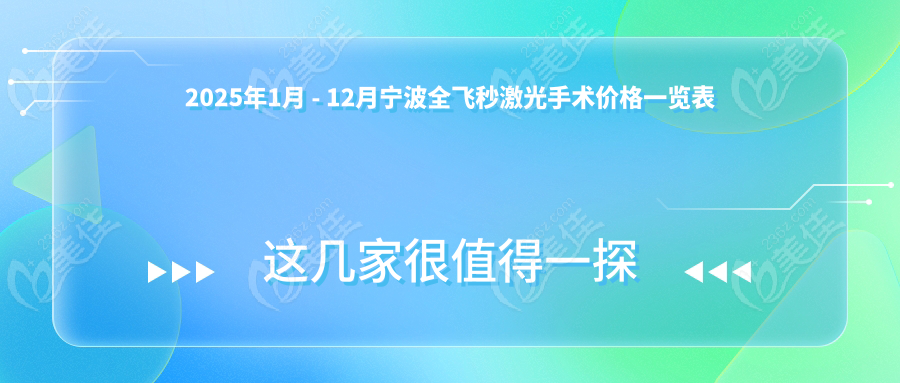 2025年1月 - 12月宁波全飞秒激光手术价格一览表