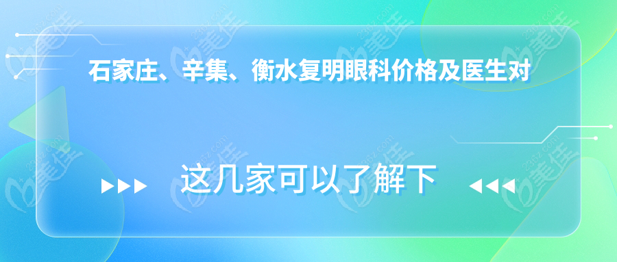 石家庄、辛集、衡水复明眼科价格及医生对比