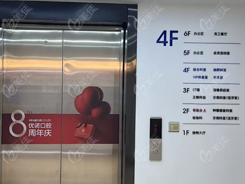 青岛李沧优诺口腔电梯口