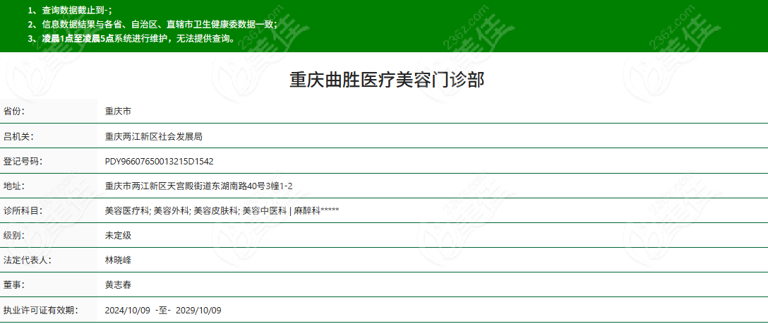 重庆曲胜医疗美容正规资质