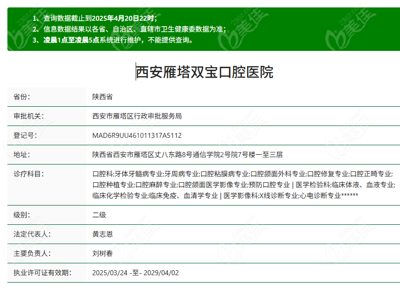 西安双宝口腔医院二级资质