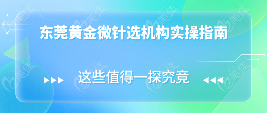 东莞黄金微针选机构实操指南