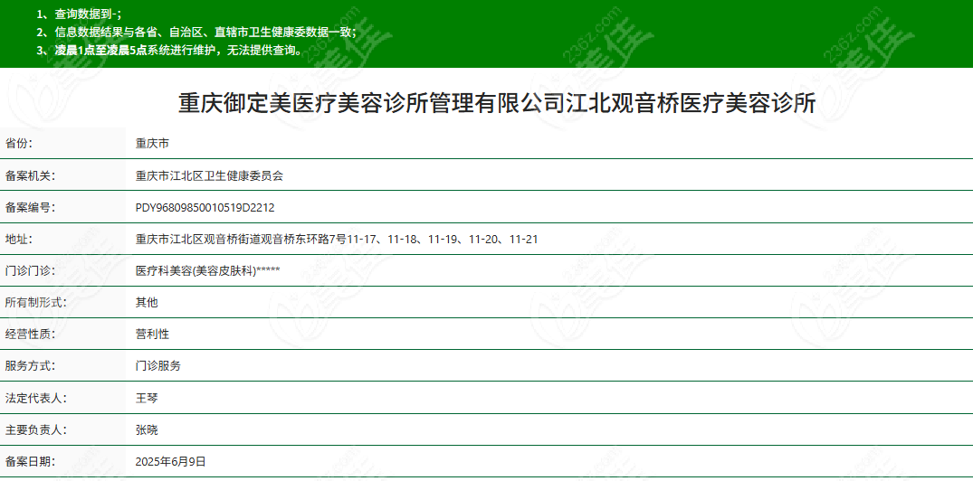 重慶禦定美醫療美容正規資質