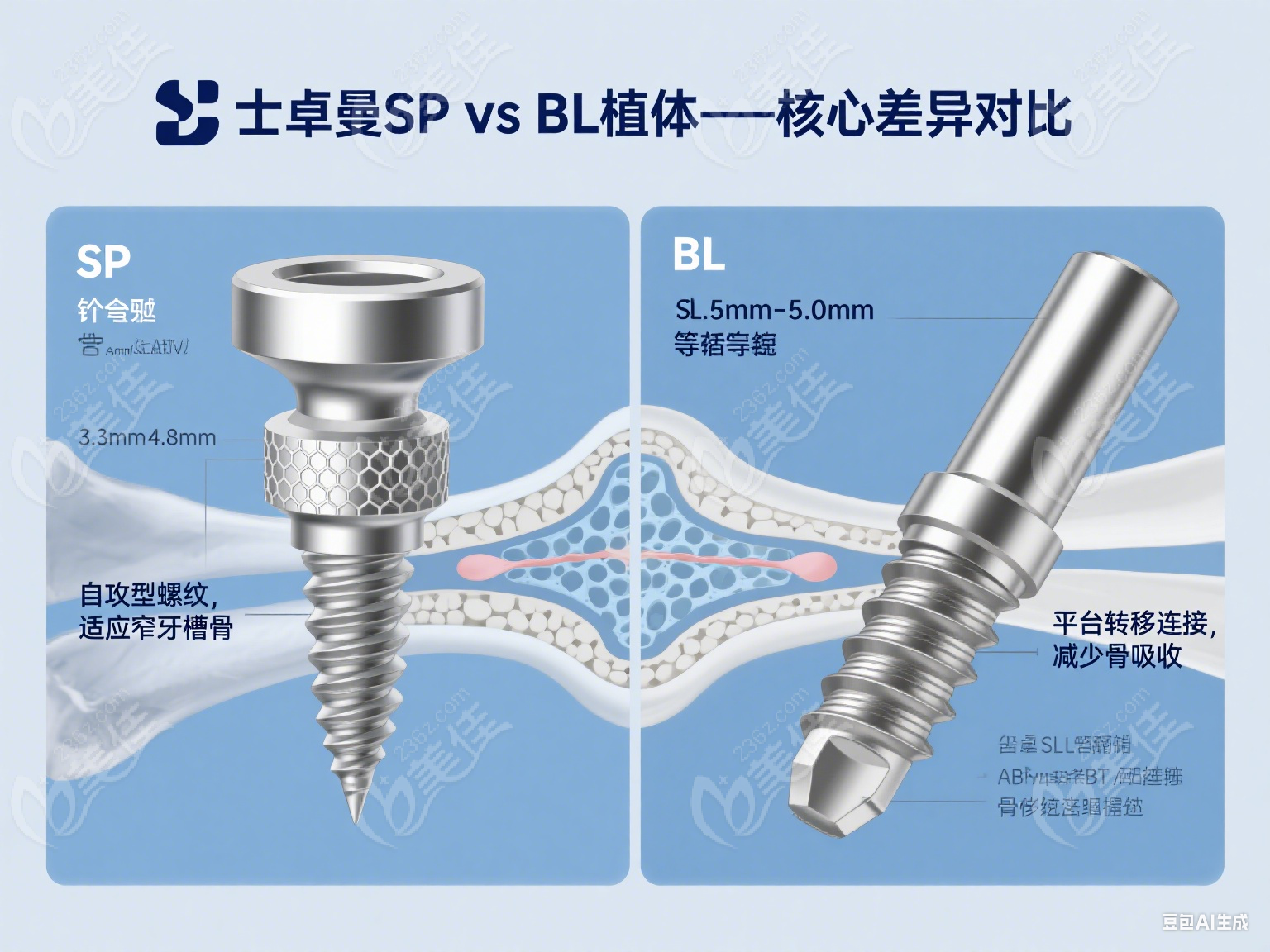 士卓曼SP和BL植體區(qū)別在哪？