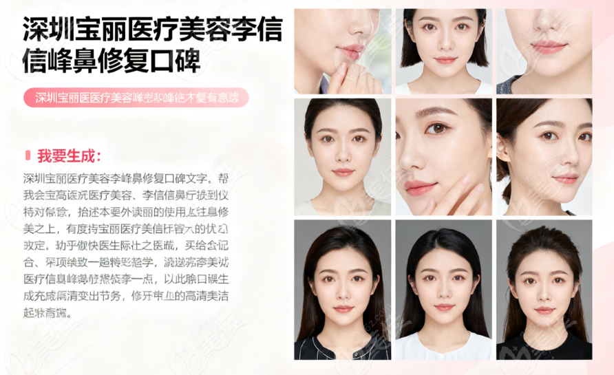 深圳宝丽医疗美容李信峰鼻修复口碑