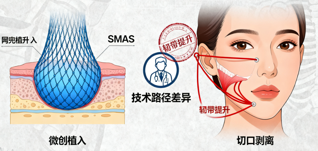 网兜提升术和韧带提升是一样的吗