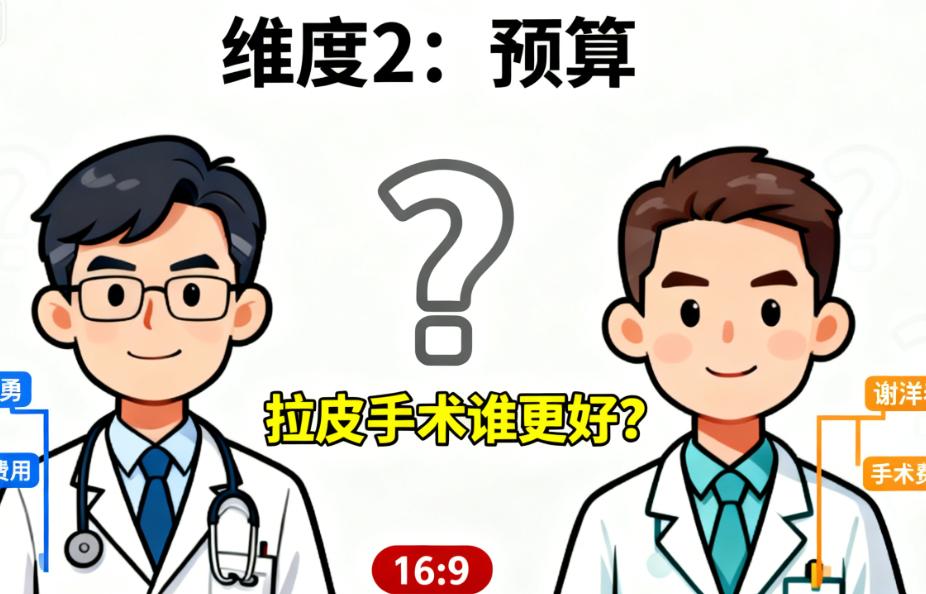 按切口位置 & 疤痕接受度选：谢洋春隐形，赵延勇隐蔽不突兀